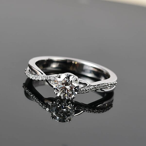 Shop Lc Iliana 18K White Gold G-H SI1 Diamond Criss Cross Ring 4.15 Grams 0.75 Ctw