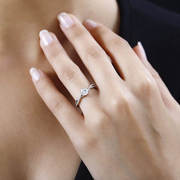 Shop Lc Iliana 18K White Gold G-H SI1 Diamond Criss Cross Ring 4.15 Grams 0.75 Ctw