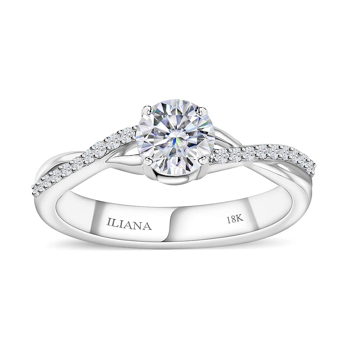 shop lc Iliana 18K White Gold G-H SI1 Diamond Criss Cross Ring 4.15 Grams 0.75 ctw