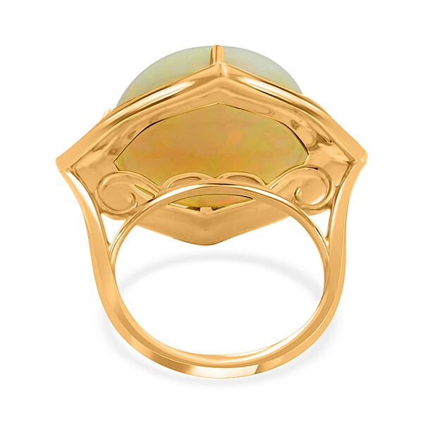 Shop Lc Iliana 18K Yellow Gold AAA Ethiopian Welo Opal And G-H SI White Diamond Ring 6 Grams 12.30 Ctw