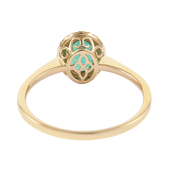 Shop Lc Iliana 18K Yellow Gold AAA Kagem Zambian Emerald And G-H SI Diamond Halo Ring 1.40 Ctw