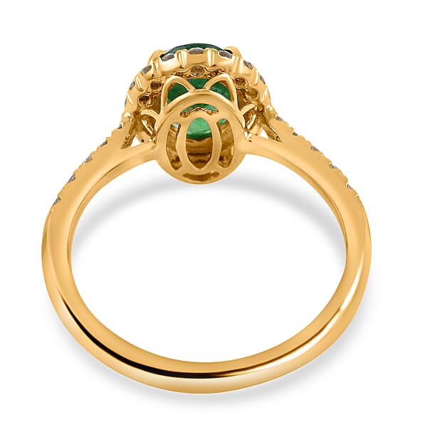 Shop Lc Iliana 18K Yellow Gold AAA Kagem Zambian Emerald And G-H SI Diamond Halo Ring 1.65 Ctw