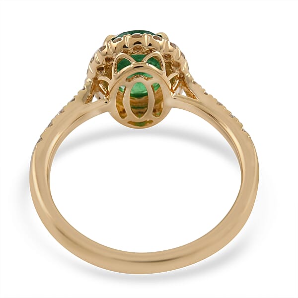 Shop Lc Iliana 18K Yellow Gold AAA Kagem Zambian Emerald Diamond (G-H SI) (0.30 Cts) Halo Ring (3.75 G) 1.65 Ctw