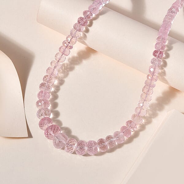 Shop Lc Iliana 18K Yellow Gold AAA Marropino Morganite Beaded Necklace 18 Inches With 2 Inch Extender 155.00 Ctw