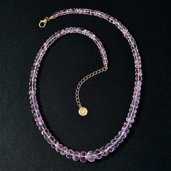 Shop Lc Iliana 18K Yellow Gold AAA Marropino Morganite Beaded Necklace 18 Inches With 2 Inch Extender 155.00 Ctw