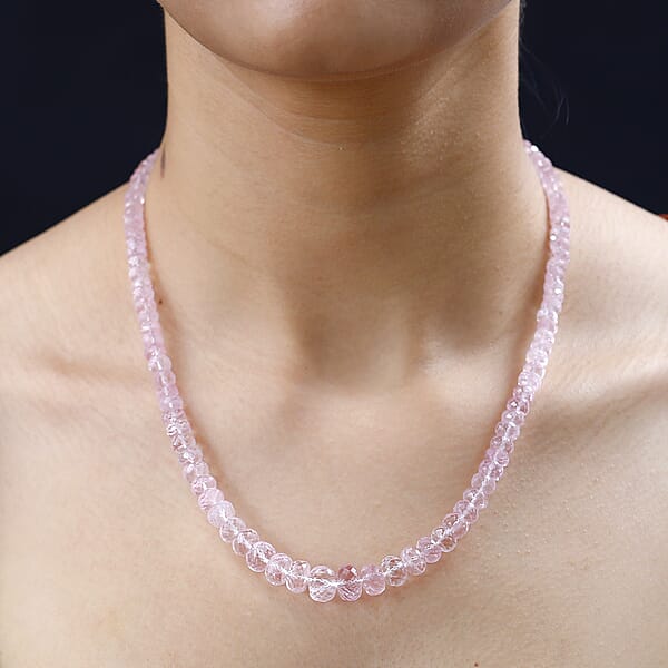 Shop Lc Iliana 18K Yellow Gold AAA Marropino Morganite Beaded Necklace 18 Inches With 2 Inch Extender 155.00 Ctw