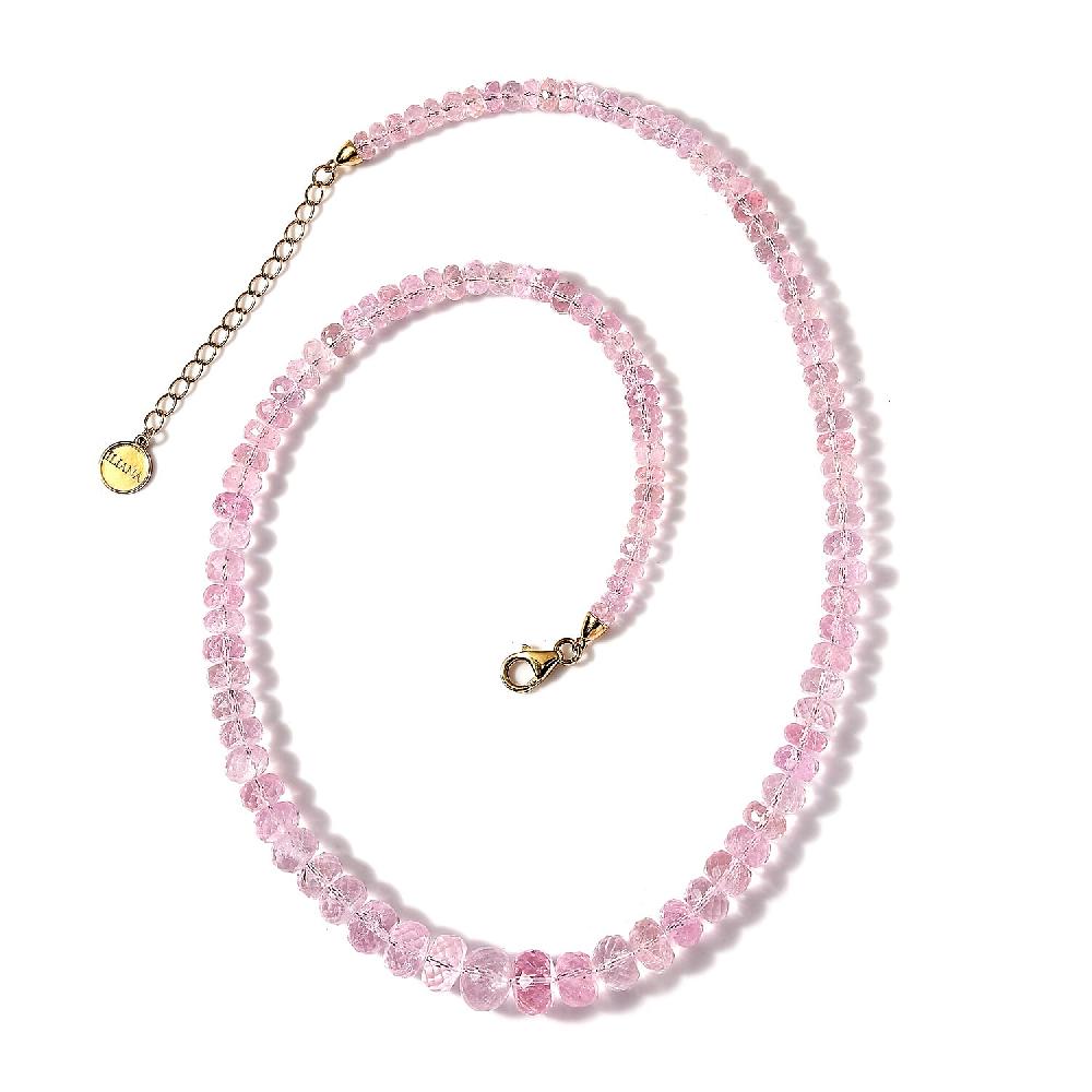 shop lc Iliana 18K Yellow Gold AAA Marropino Morganite Beaded Necklace 18 Inches with 2 Inch Extender 155.00 ctw