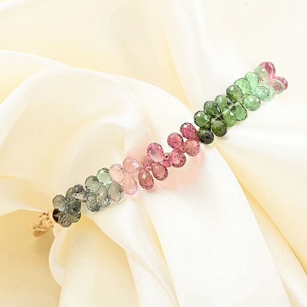 Shop Lc Iliana 18K Yellow Gold AAA Multi-Tourmaline Beaded Graduated Bracelet (7-8In) 40.00 Ctw