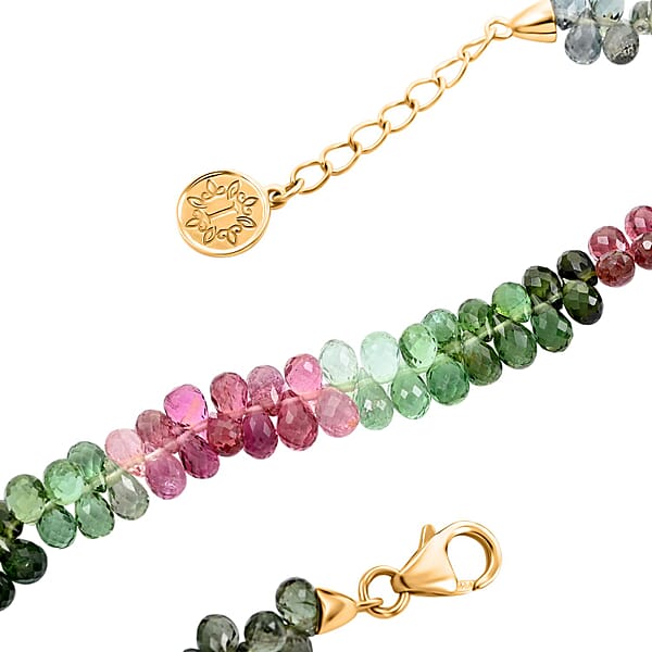 Shop Lc Iliana 18K Yellow Gold AAA Multi-Tourmaline Beaded Graduated Bracelet (7-8In) 40.00 Ctw