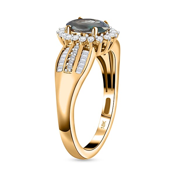 Shop Lc Iliana 18K Yellow Gold AAA Narsipatnam Alexandrite And G-H SI Diamond Ring 4.35 Grams 1.50 Ctw