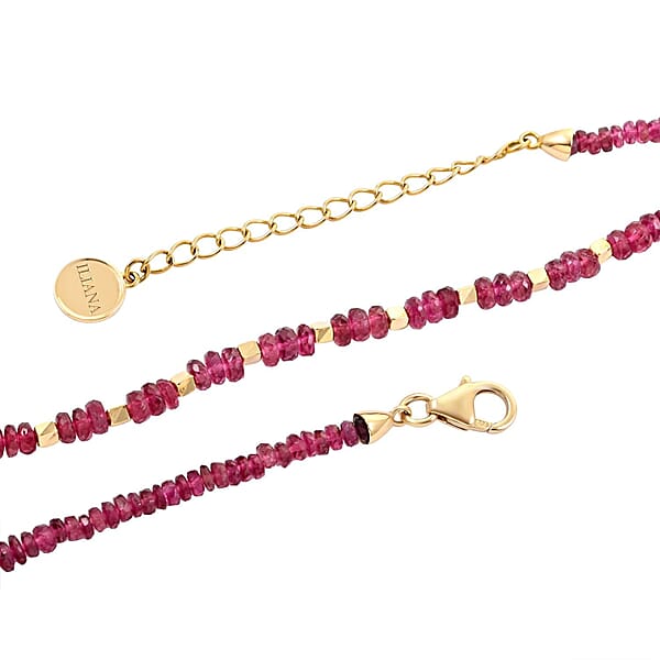 Shop Lc Iliana 18K Yellow Gold AAA Ouro Fino Rubellite Beaded Necklace 18-20 Inches 40.00 Ctw