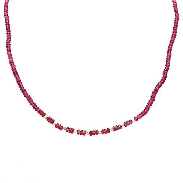 Shop Lc Iliana 18K Yellow Gold AAA Ouro Fino Rubellite Beaded Necklace 18-20 Inches 40.00 Ctw
