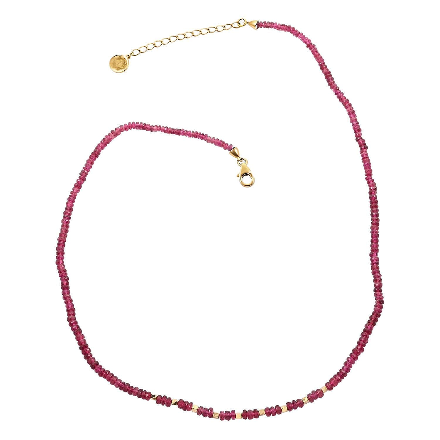 shop lc Iliana 18K Yellow Gold AAA Ouro Fino Rubellite Beaded Necklace 18-20 Inches 40.00 ctw
