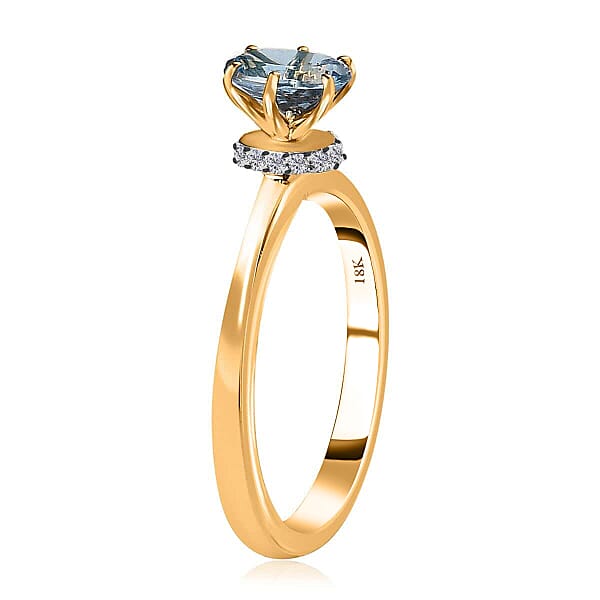 Shop Lc Iliana 18K Yellow Gold AAA Santa Maria Aquamarine And G-H SI Diamond Ring 0.75 Ctw