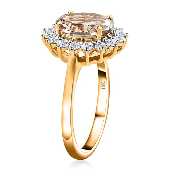 Shop Lc Iliana 18K Yellow Gold AAA Turkizite And G-H SI Diamond Halo Ring 3.75 Ctw