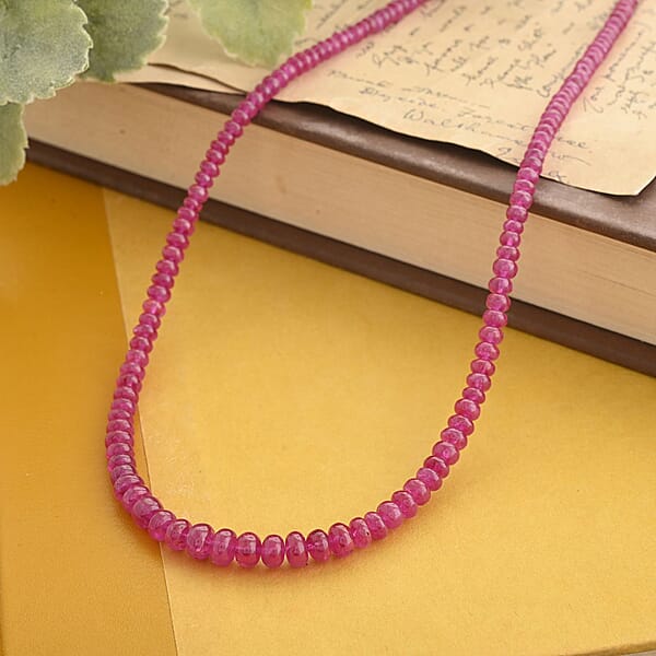 Shop Lc Iliana 18K Yellow Gold AAAA Montepuez Ruby Beaded Graduated Necklace 18 Inches 70.00 Ctw