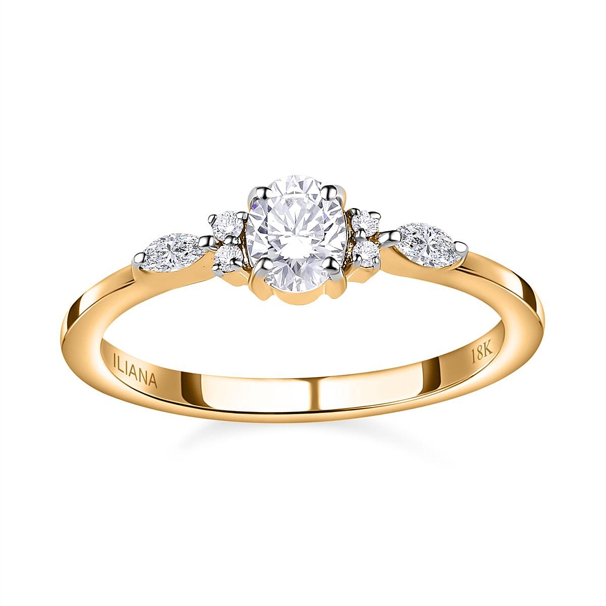 shop lc Iliana 18K Yellow Gold Diamond G-H SI Ring 0.50 ctw