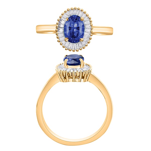 Shop Lc Iliana AAA Ceylon Blue Sapphire And G-H SI Diamond 1.20 Ctw Ring In 18K Yellow Gold