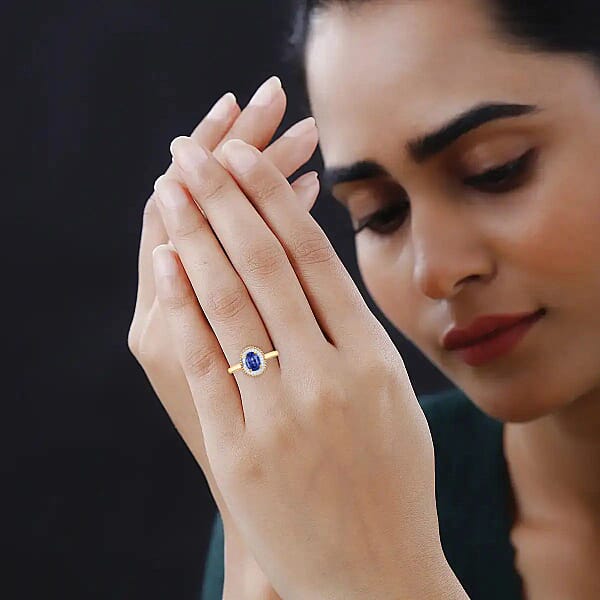 Shop Lc Iliana AAA Ceylon Blue Sapphire And G-H SI Diamond 1.20 Ctw Ring In 18K Yellow Gold