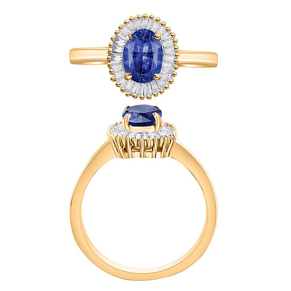 Shop Lc Iliana AAA Ceylon Blue Sapphire And G-H SI Diamond 1.20 Ctw Ring In 18K Yellow Gold