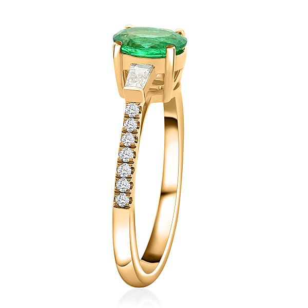 Shop Lc Iliana AAA Kagem Zambian Emerald Diamond Ring In 18K Yellow Gold 1.10 Ctw