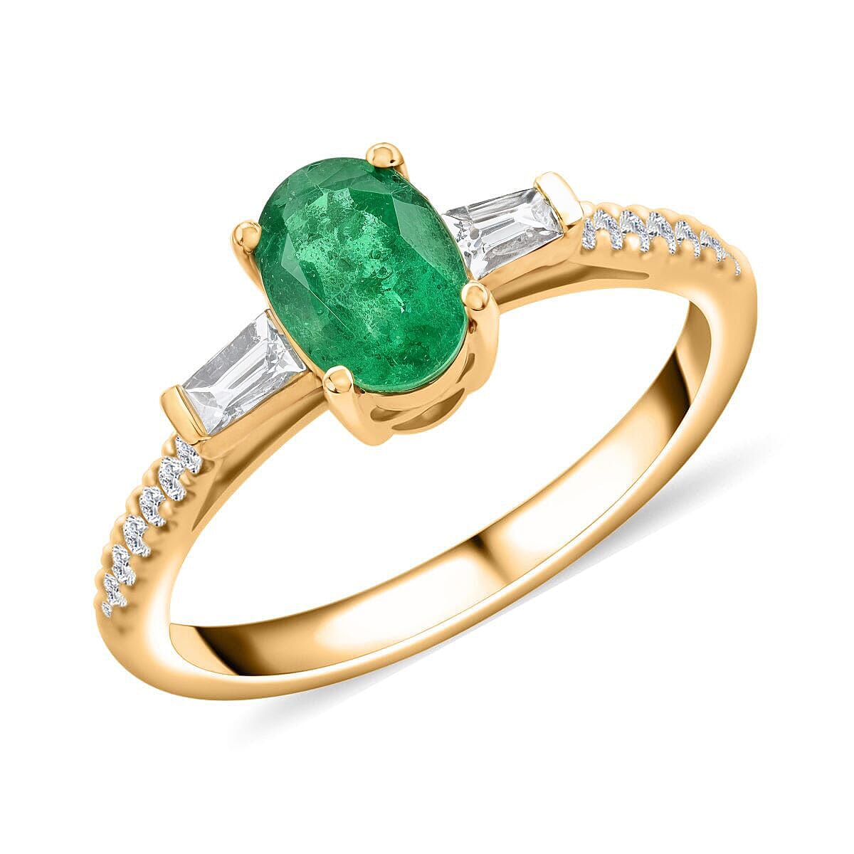 shop lc Iliana AAA Kagem Zambian Emerald Diamond Ring in 18K Yellow Gold 1.10 ctw