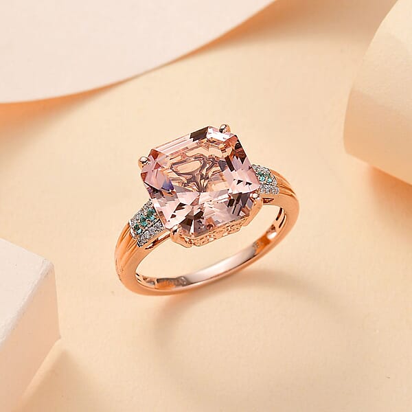 Shop Lc Iliana AAA Marropino Morganite Paraiba Tourmaline And G-H SI Diamond 7.25 Ctw Statement Ring In 18K Rose Gold