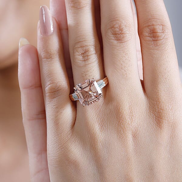 Shop Lc Iliana AAA Marropino Morganite Paraiba Tourmaline And G-H SI Diamond 7.25 Ctw Statement Ring In 18K Rose Gold