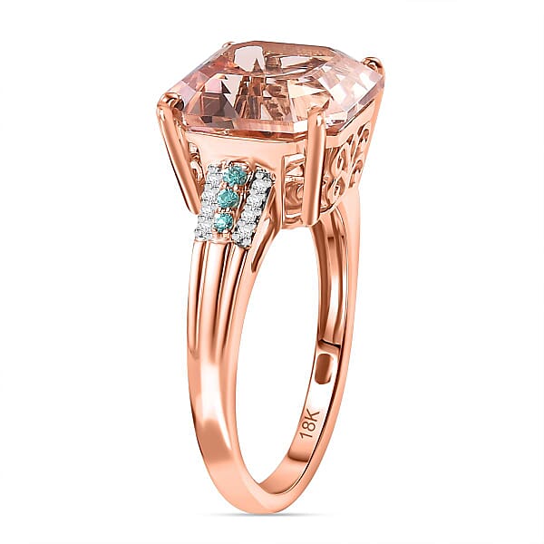 Shop Lc Iliana AAA Marropino Morganite Paraiba Tourmaline And G-H SI Diamond 7.25 Ctw Statement Ring In 18K Rose Gold
