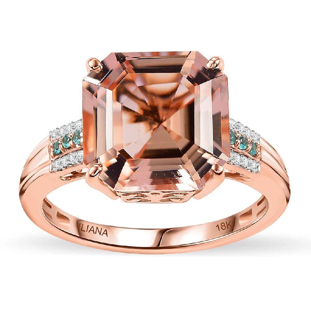 shop lc Iliana AAA Marropino Morganite Paraiba Tourmaline and G-H SI Diamond 7.25 ctw Statement Ring in 18K Rose Gold