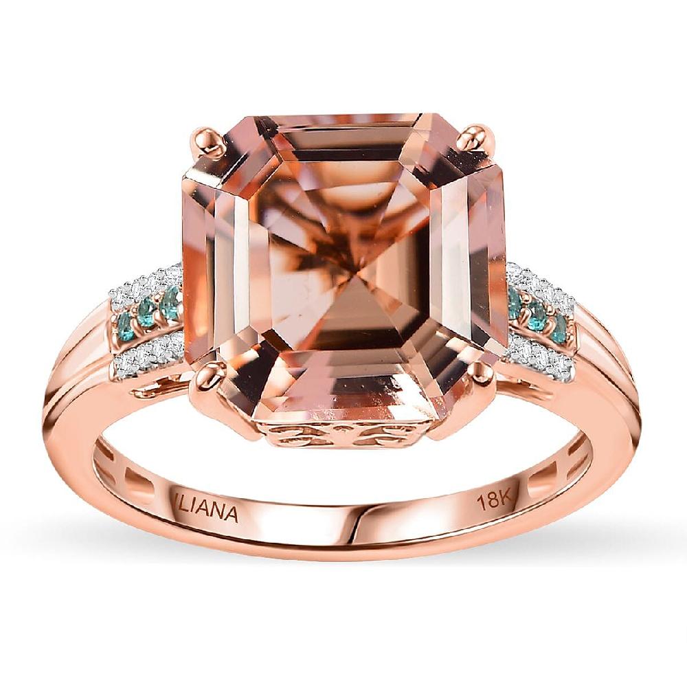shop lc Iliana AAA Marropino Morganite Paraiba Tourmaline and G-H SI Diamond 7.25 ctw Statement Ring in 18K Rose Gold
