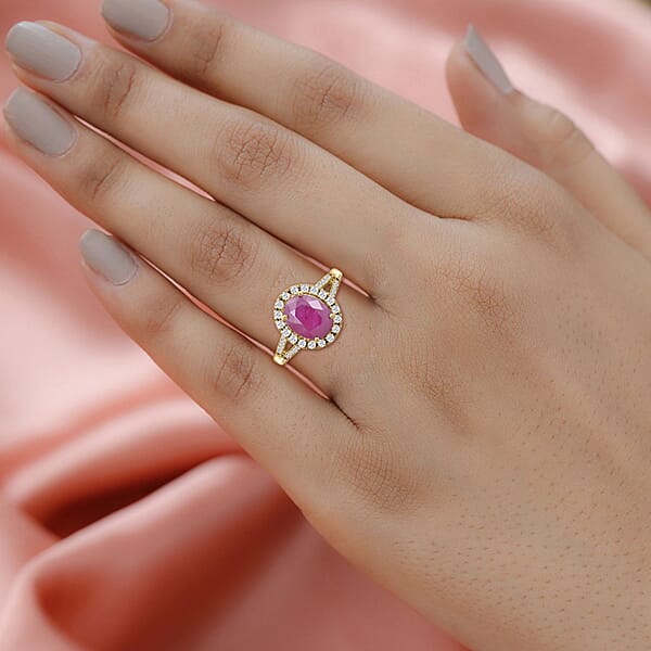 Shop Lc Iliana AAA Montepuez Ruby And SI Diamond 2.35 Ctw Ring In 18K Yellow Gold 5.07 Grams