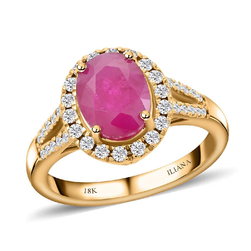 shop lc Iliana AAA Montepuez Ruby and SI Diamond 2.35 ctw Ring in 18K Yellow Gold 5.07 Grams