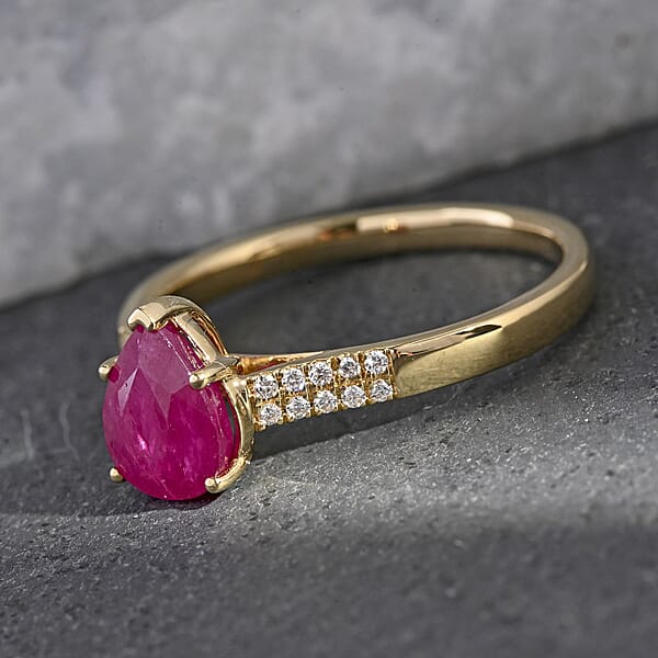 Shop Lc Iliana AAA Mozambique Ruby And G-H SI Diamond 2.15 Ctw Ring In 18K Yellow Gold