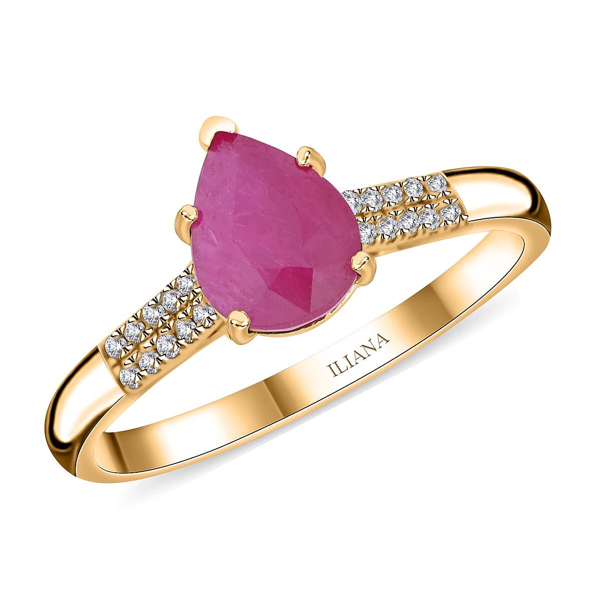 shop lc Iliana AAA Mozambique Ruby and G-H SI Diamond 2.15 ctw Ring in 18K Yellow Gold