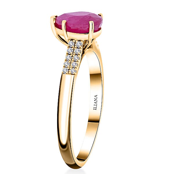 Shop Lc Iliana AAA Mozambique Ruby And G-H SI Diamond 2.15 Ctw Ring In 18K Yellow Gold