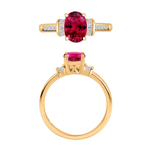 Shop Lc Iliana AAA Ouro Fino Rubellite And G-H SI Diamond 1.50 Ctw Ring In 18K Yellow Gold