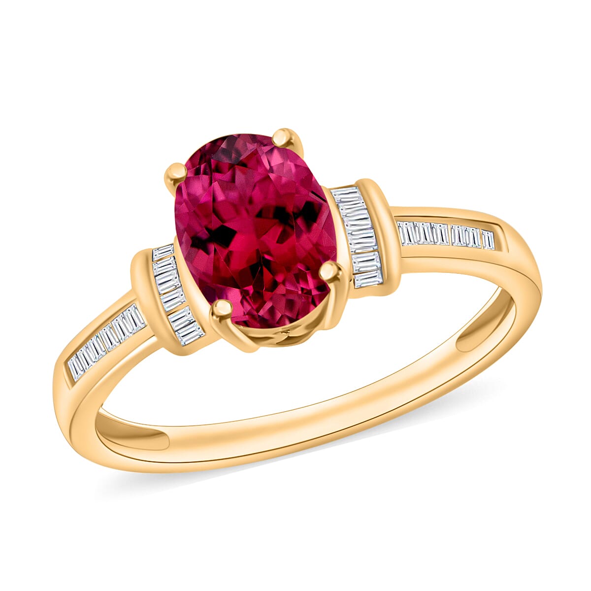 shop lc Iliana AAA Ouro Fino Rubellite and G-H SI Diamond 1.50 ctw Ring in 18K Yellow Gold