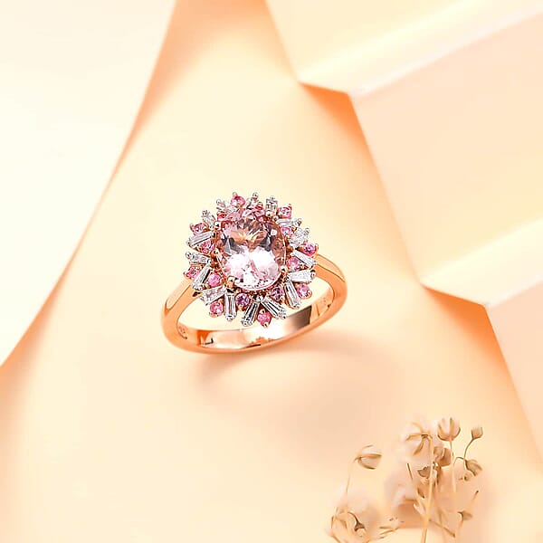Shop Lc Iliana AAA Pink Morganite Mahenge Spinel And G-H SI Diamond 2.50 Ctw Ring In 18K Rose Gold 4.70 Grams