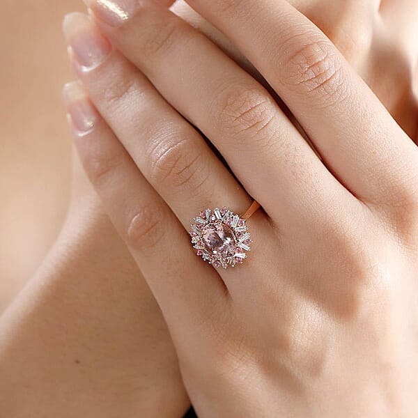 Shop Lc Iliana AAA Pink Morganite Mahenge Spinel And G-H SI Diamond 2.50 Ctw Ring In 18K Rose Gold 4.70 Grams