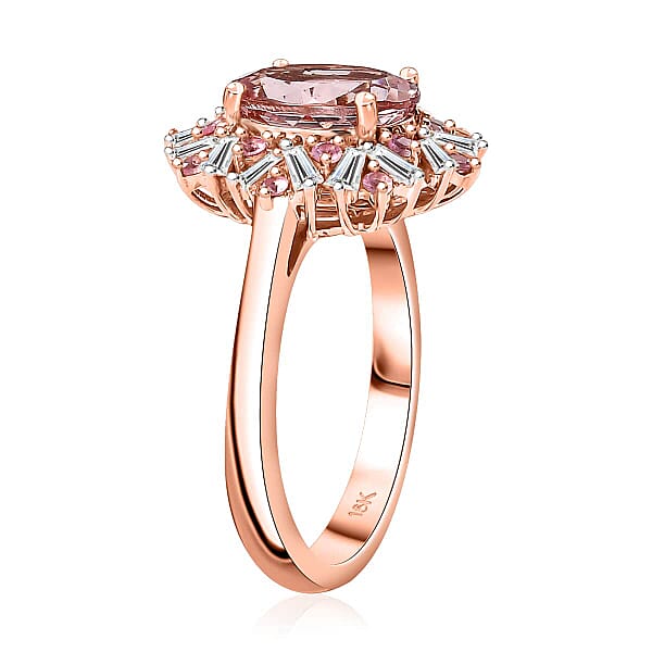 Shop Lc Iliana AAA Pink Morganite Mahenge Spinel And G-H SI Diamond 2.50 Ctw Ring In 18K Rose Gold 4.70 Grams