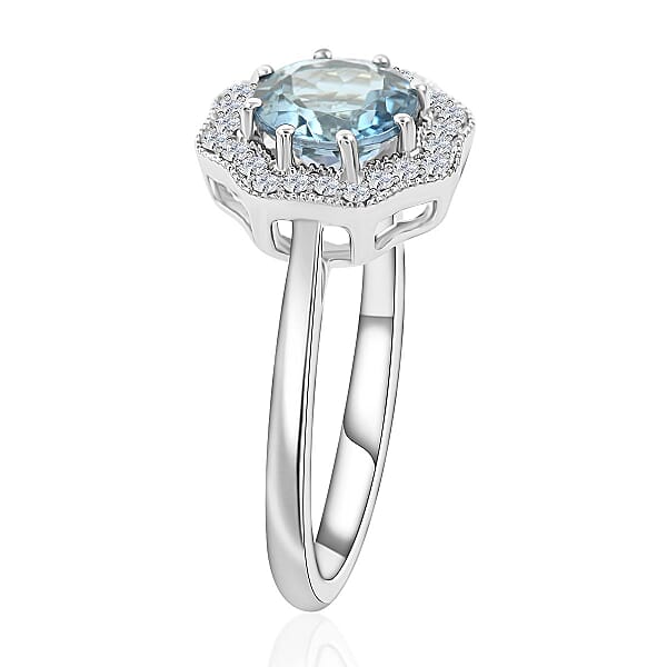 Shop Lc Iliana AAA Santa Maria Aquamarine And G-H SI Diamond 1.35 Ctw Ring In 18K White Gold