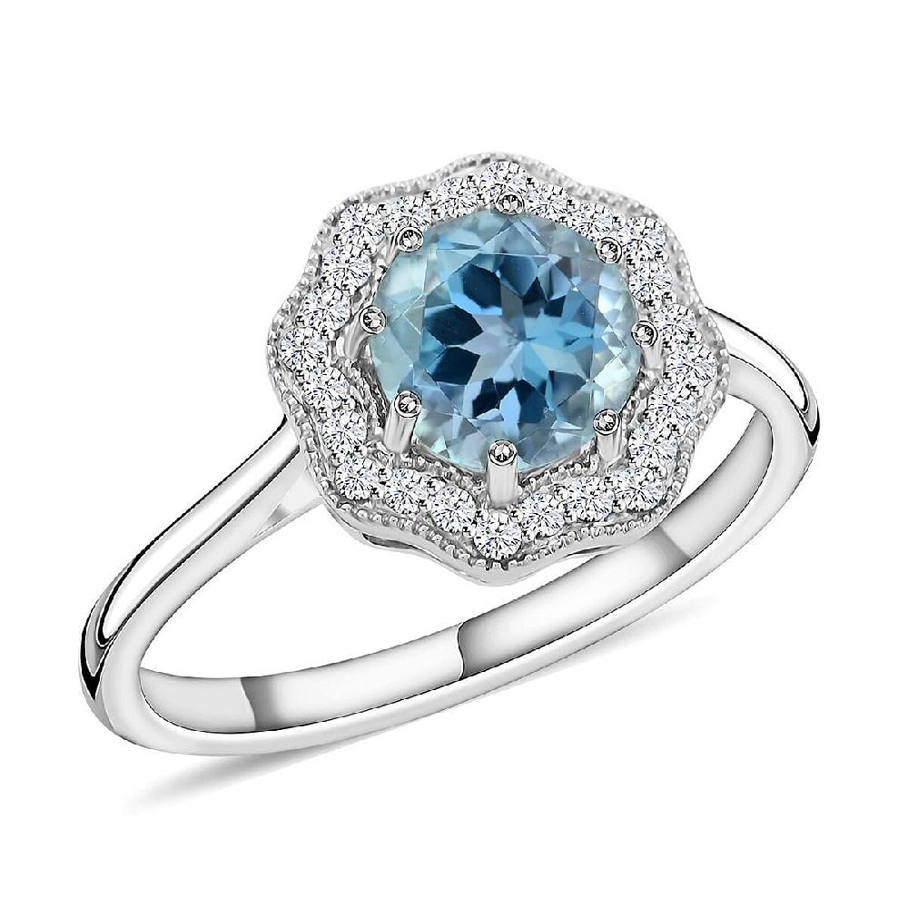 shop lc Iliana AAA Santa Maria Aquamarine and G-H SI Diamond 1.35 ctw Ring in 18K White Gold