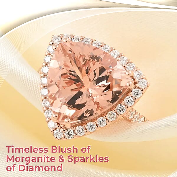 Shop Lc Iliana Certified And Appraised AAA Marropino Morganite Ring G-H SI Diamond Accent Ring Morganite Halo Ring 18K Rose Gold Ring Wedding Ring 4.85 Grams 5.75 Ctw