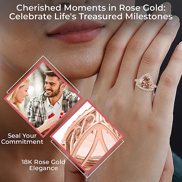 Shop Lc Iliana Certified And Appraised AAA Marropino Morganite Ring G-H SI Diamond Accent Ring Morganite Halo Ring 18K Rose Gold Ring Wedding Ring 4.85 Grams 5.75 Ctw