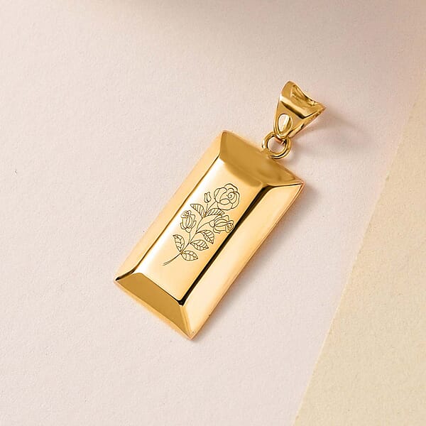 Shop Lc Iliana Rose Flower Bar Pendant Without Chain In 18K Yellow Gold 1.60 Grams