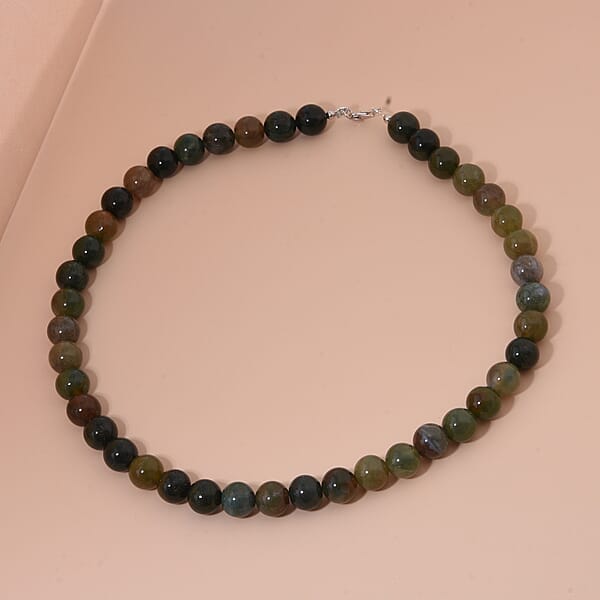Shop Lc Indian Agate Beaded 351.45 Ctw Necklace 18 Inches In Sterling Silver