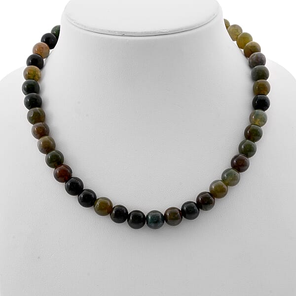 Shop Lc Indian Agate Beaded 351.45 Ctw Necklace 18 Inches In Sterling Silver