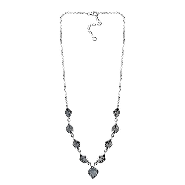 Shop Lc Indian Artistry Aquamarine Carved 21.50 Ctw Leaf Necklace In Sterling Silver 18-20 Inches