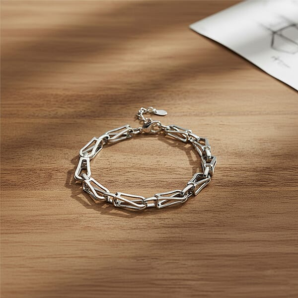 Shop Lc Interlocking Chain Bracelet In Stainless Steel (7.50-9.0In)